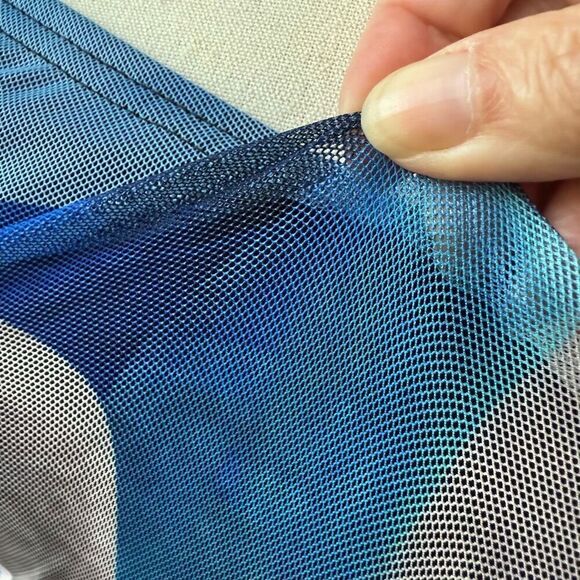 Pretty Little Thing Mesh Bodycon Midi Tube Dress Blue Abstract 4 - Picture 6 of 16